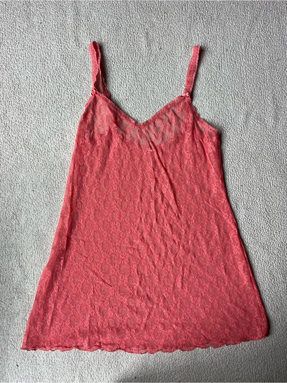 Vintage Lace Mini Slip Dress Peach Womens Medium
